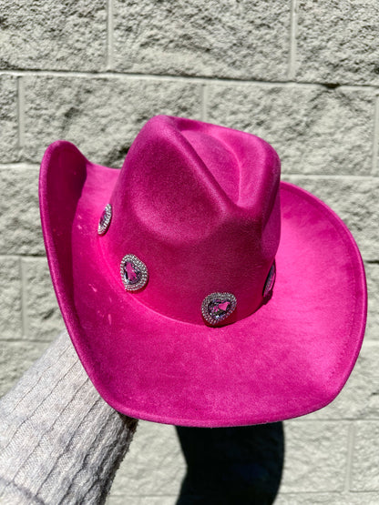 Rosa Heart Western Hat - Fuchsia 