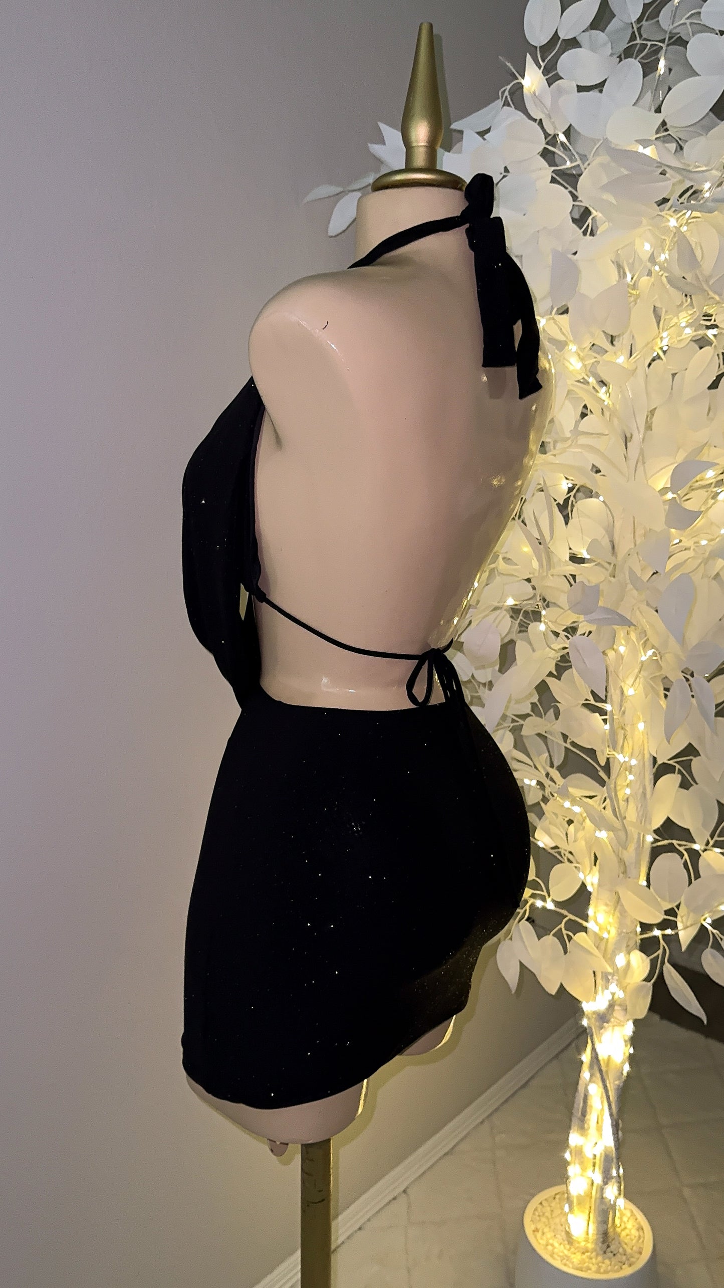 Arianna Glitter Skirt Set - Black