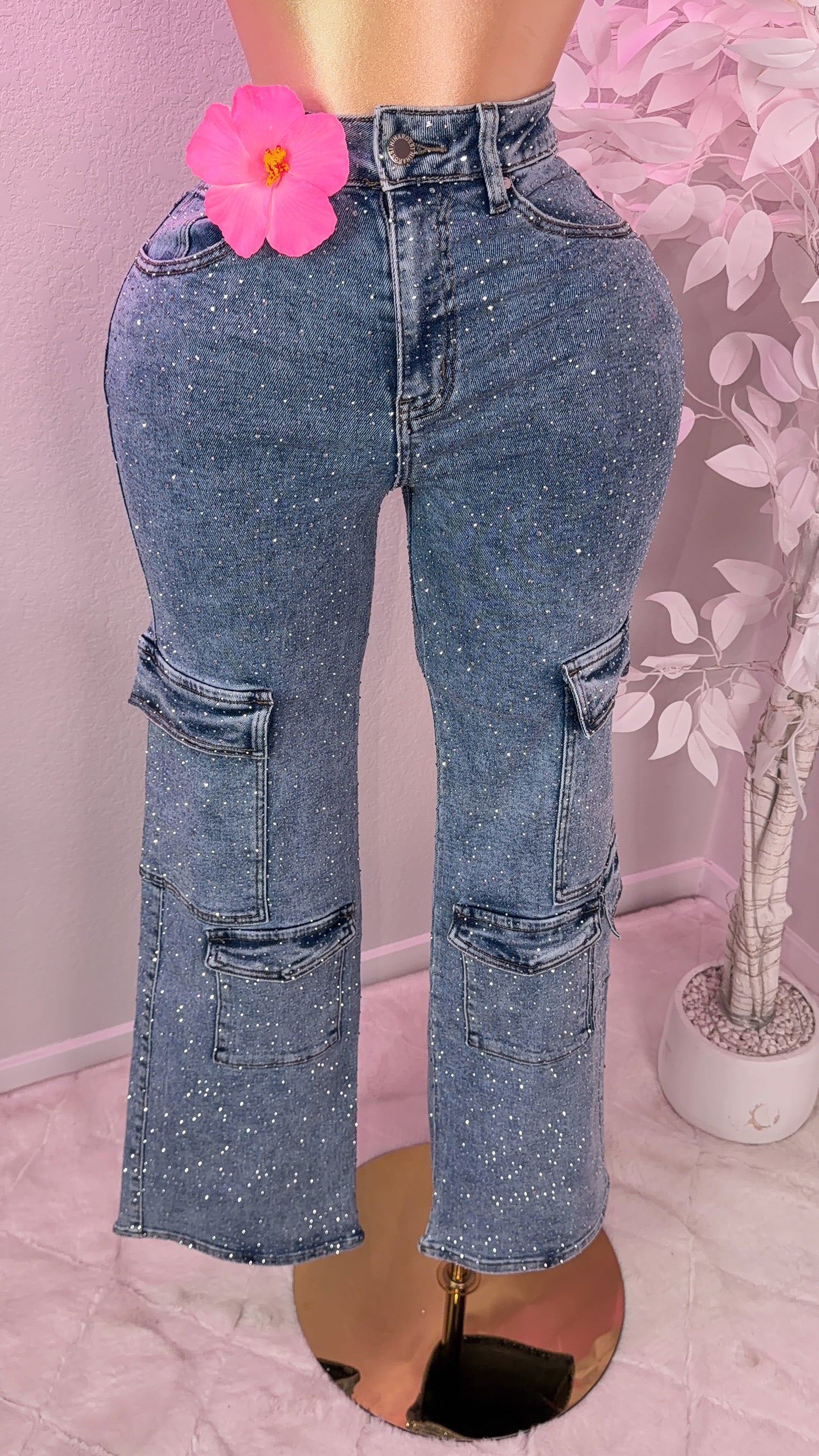 Bandida Rhinestone Cargo Jeans
