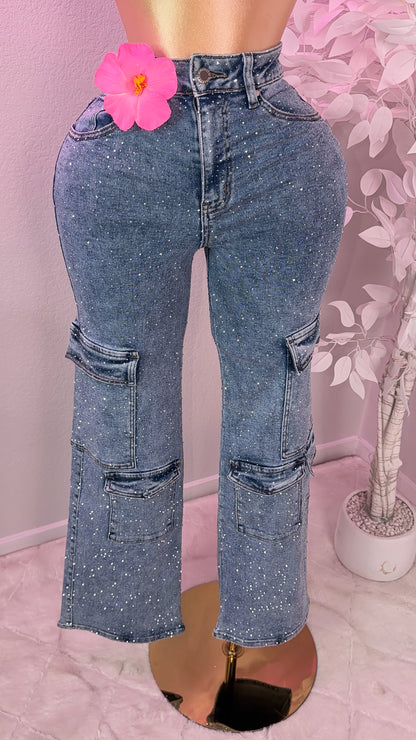 Bandida Rhinestone Cargo Jeans
