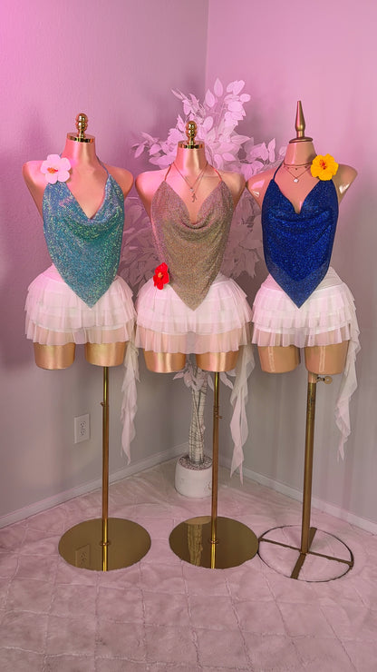 Provenza Rhinestone Top - Light Blue