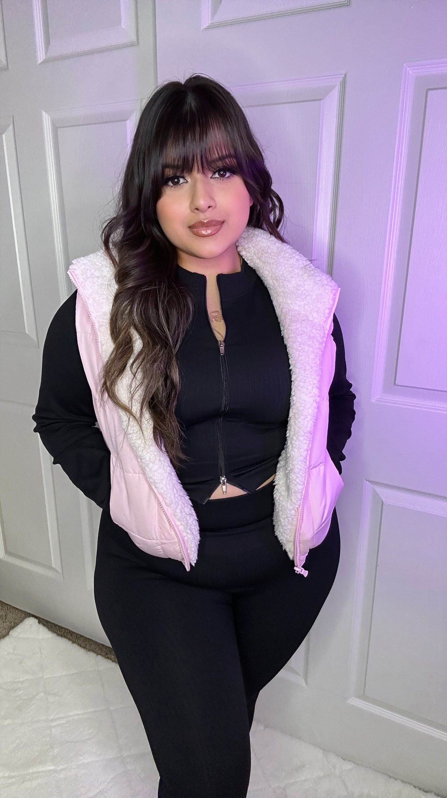 Bella Reversible Puffer Vest - Pink