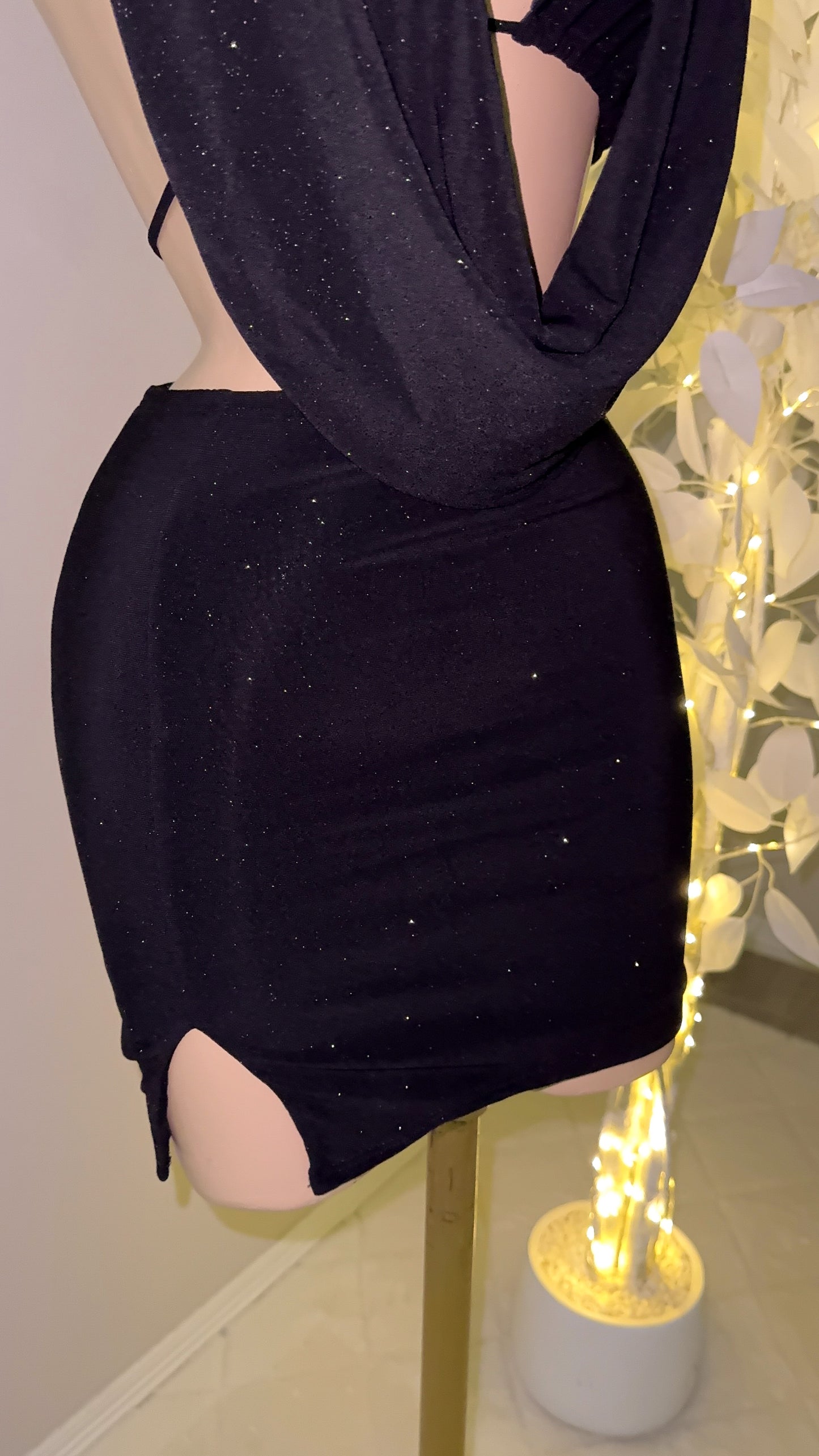 Arianna Glitter Skirt Set - Black