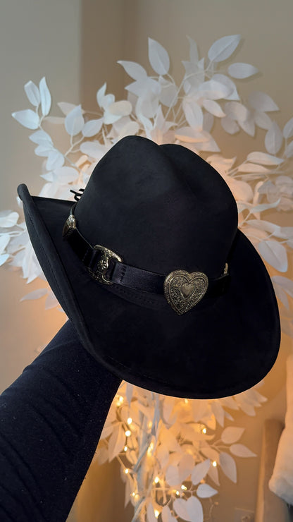 Victoria Buckle Western Hat - Black