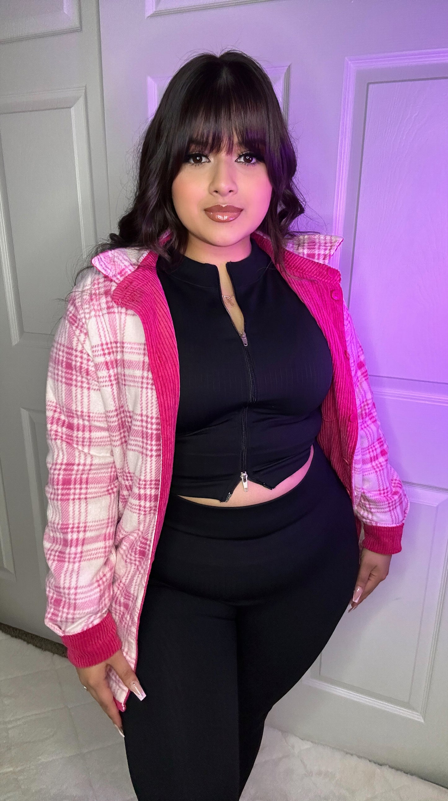 Ayla Corduroy Reversible Shacket - Pink