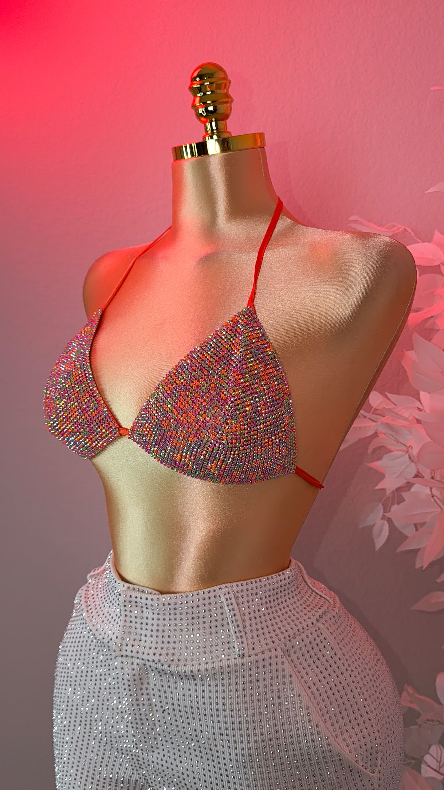 Del Cora Rhinestone Bikini Top - Multi