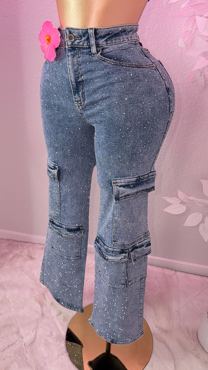 Bandida Rhinestone Cargo Jeans