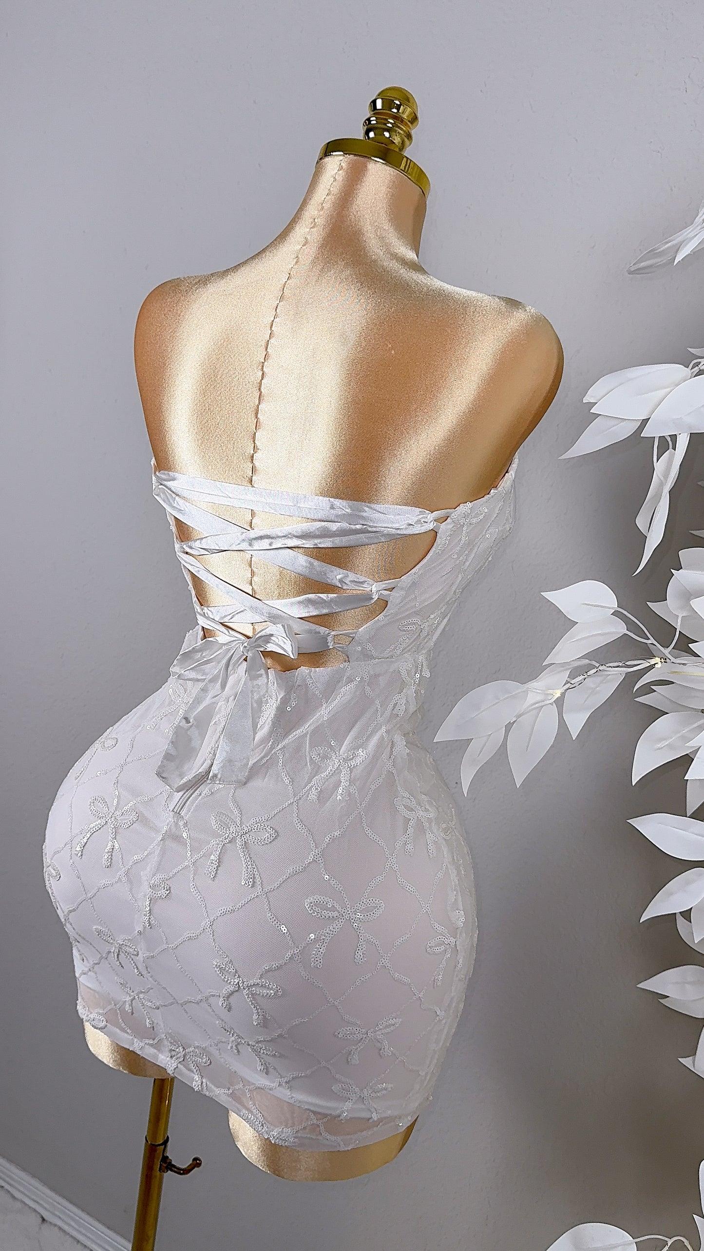 Esme Sequin Coquette Dress - White