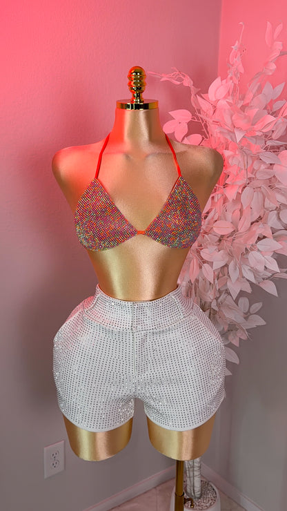 Del Cora Rhinestone Bikini Top - Multi