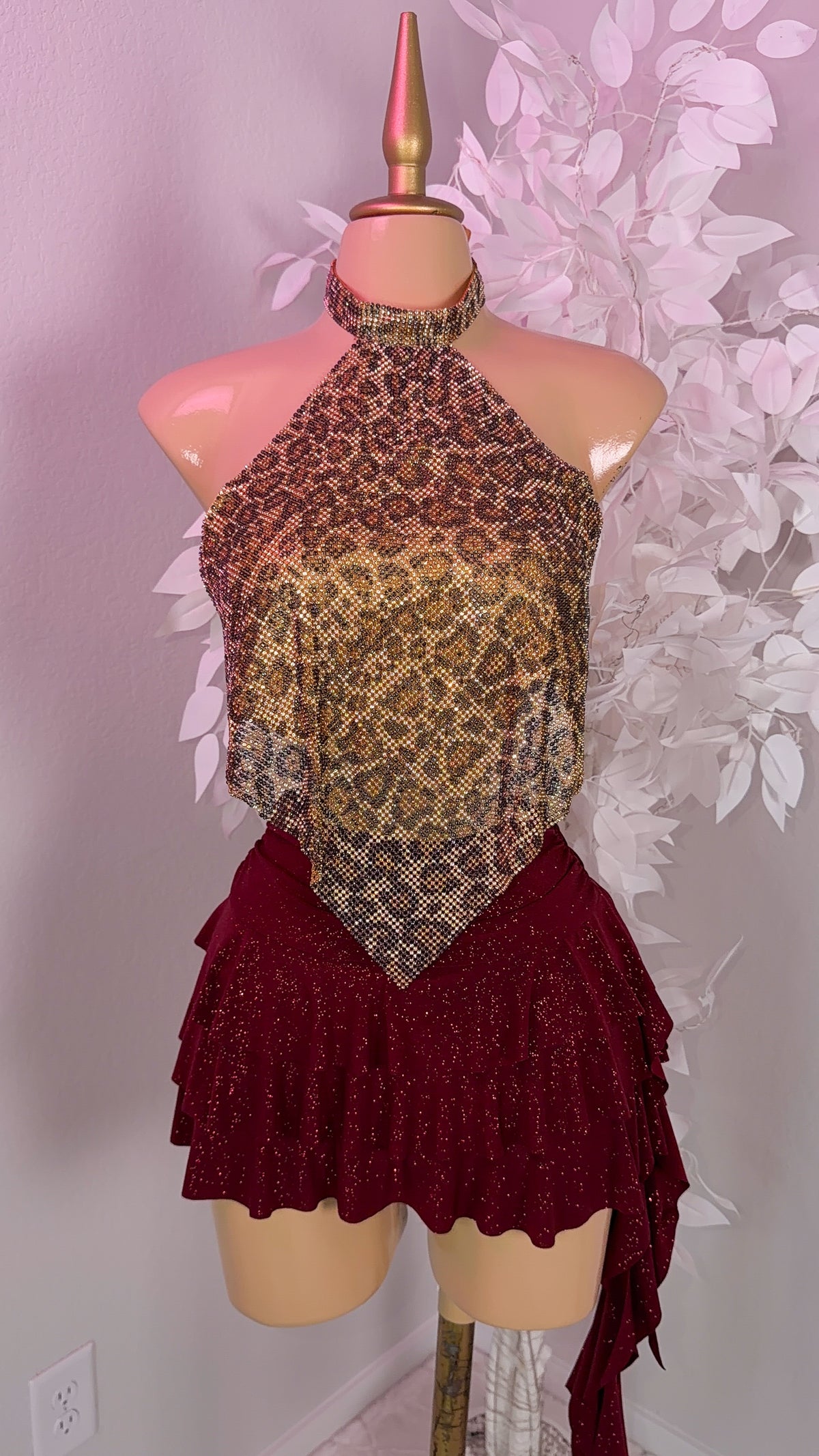 Fantasy Rhinestone Top - Leopard