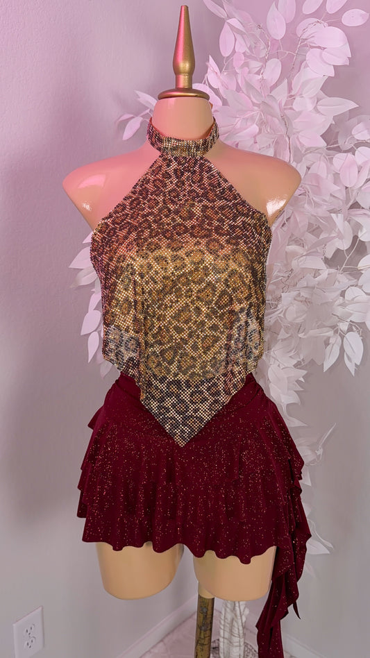 Fantasy Rhinestone Top - Leopard