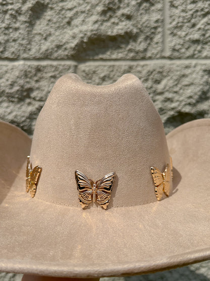 Elena Butterfly Western Hat - Beige