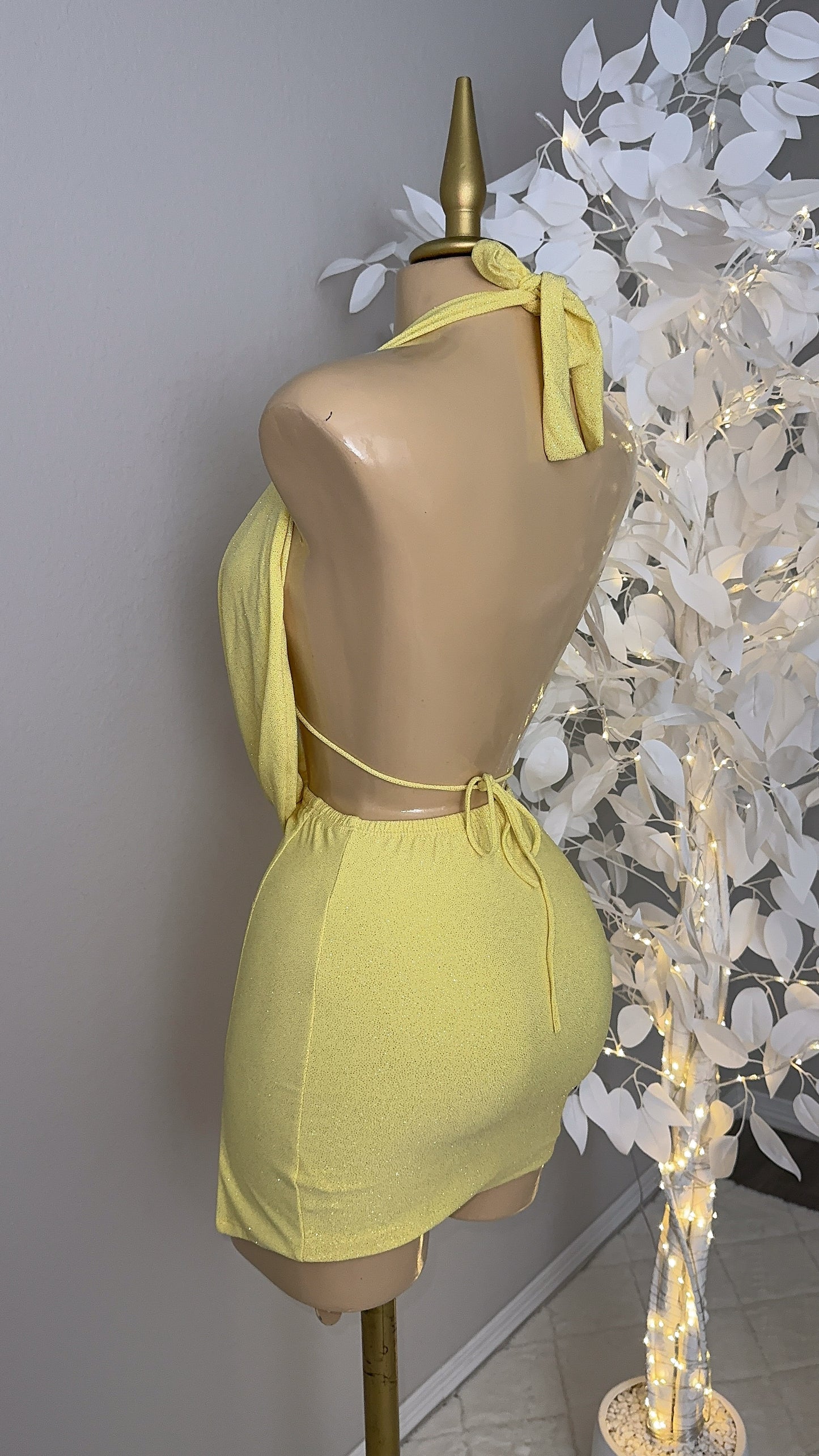 Arianna Glitter Skirt Set - Yellow