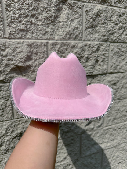 Jasmine Rhinestone/Pearl Western Hat - Pink