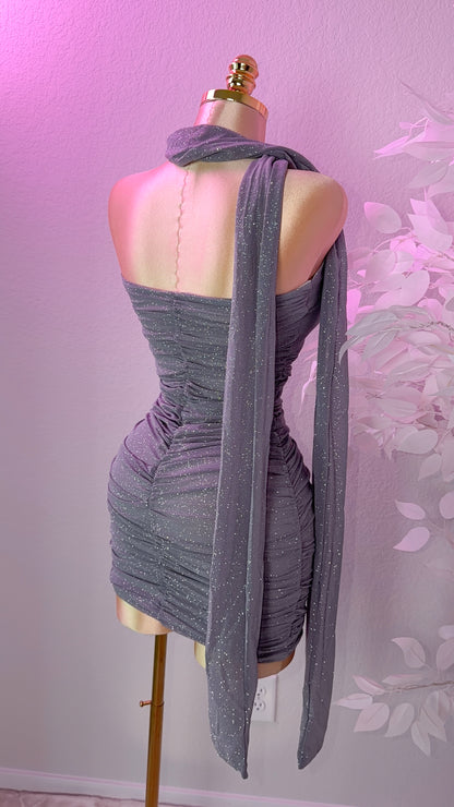 Alessia Glitter Mini Dress - Silver