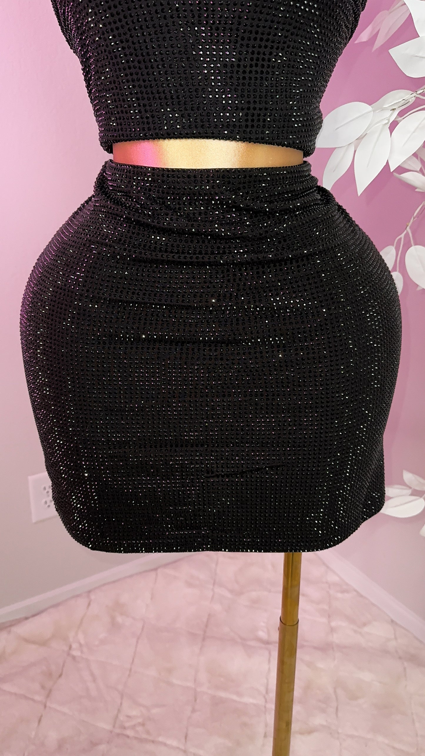 Mireya Rhinestone Skirt - Black - Plus Size