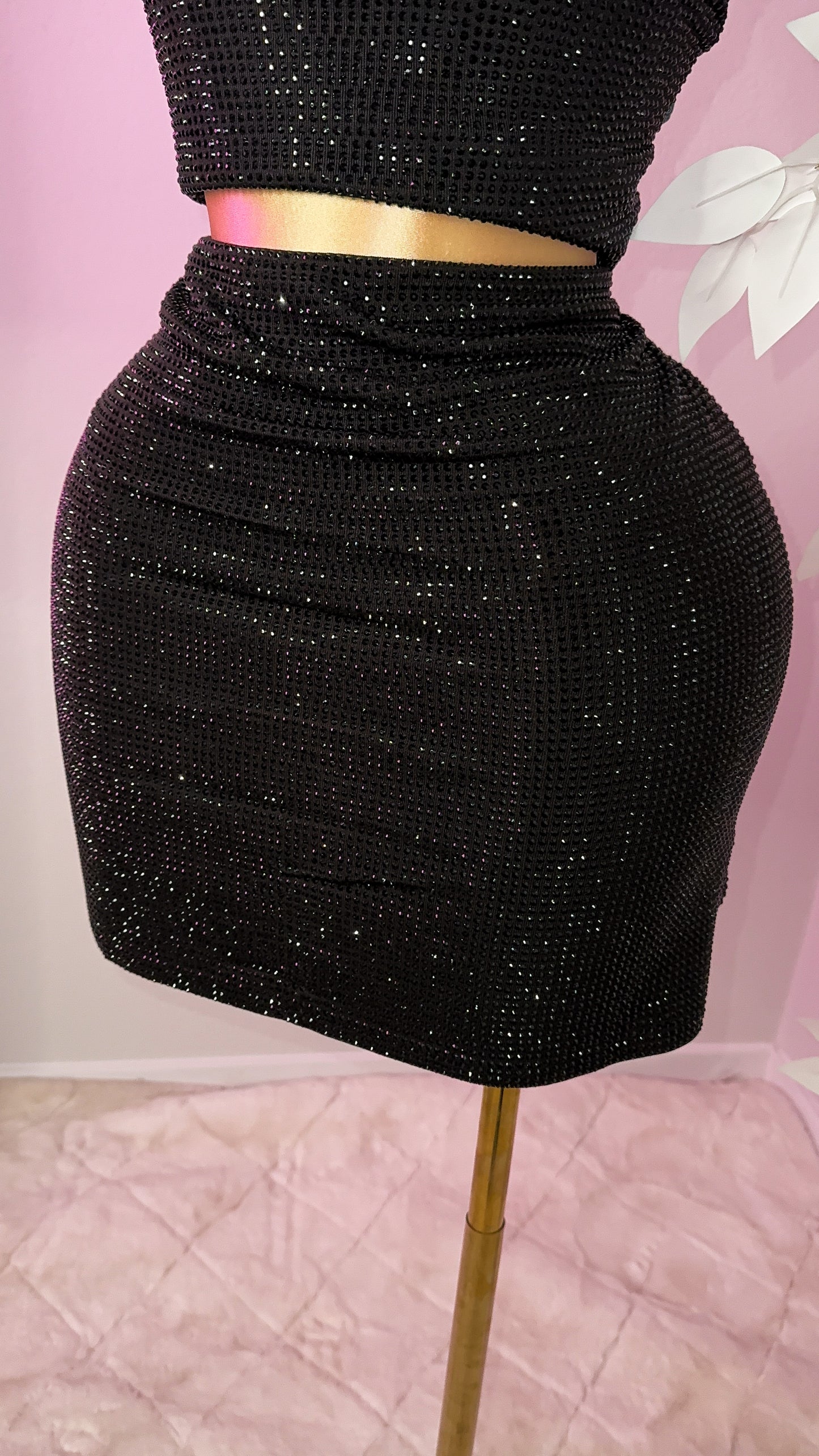 Mireya Rhinestone Skirt - Black - Plus Size