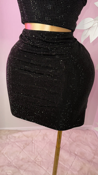 Mireya Rhinestone Skirt - Black - Plus Size