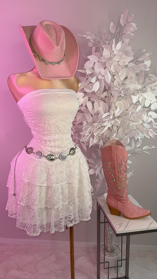 Angelica Lace Dress - White - Plus Size