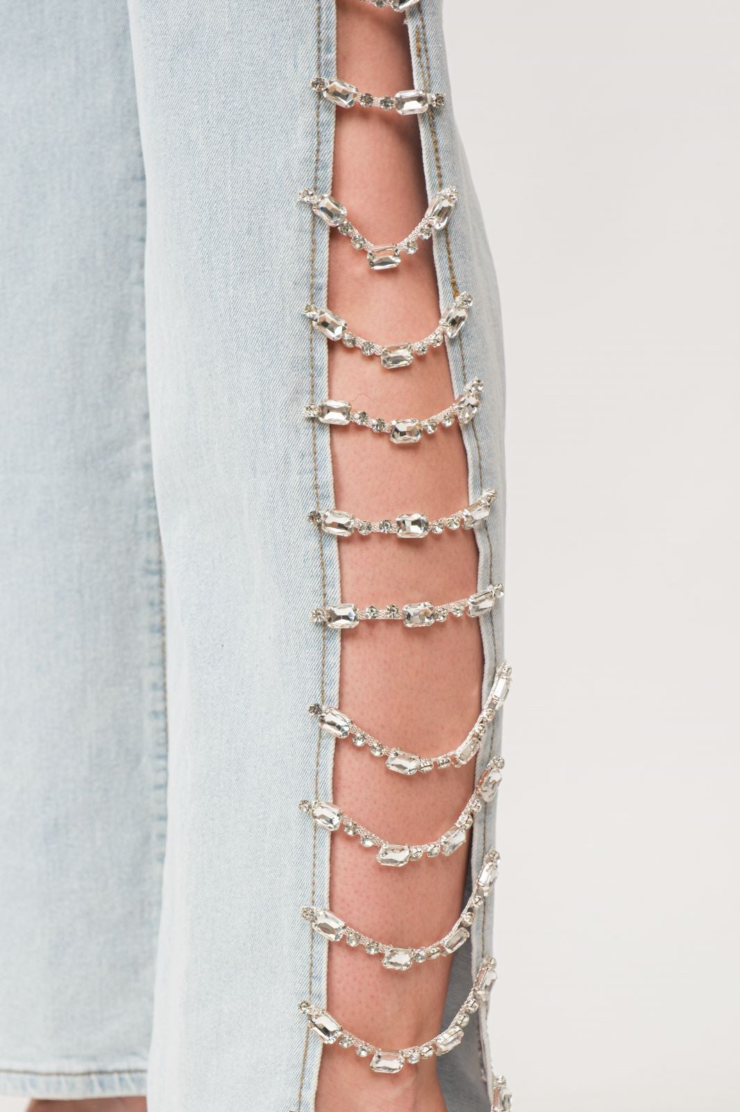 Bebecita Rhinestone Jeans - Light Denim