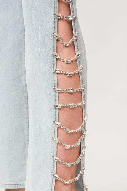 Bebecita Rhinestone Jeans - Light Denim