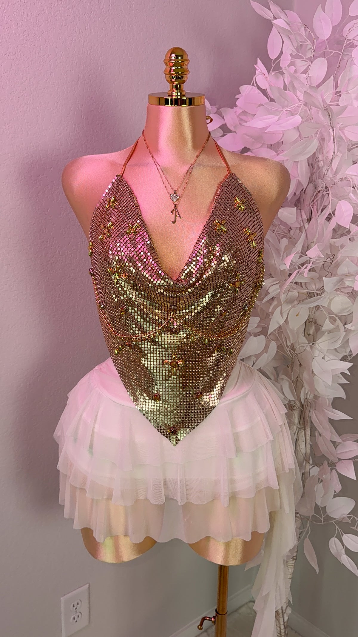 Te Olvido Metallic Top - Gold