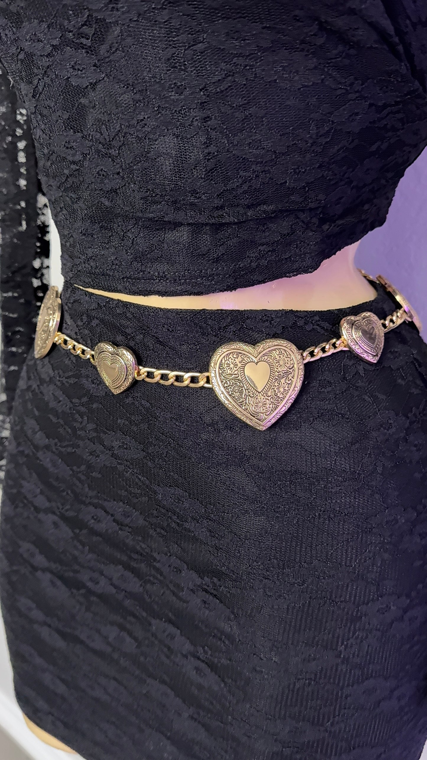 Heart Buckle Chain Belt - Gold