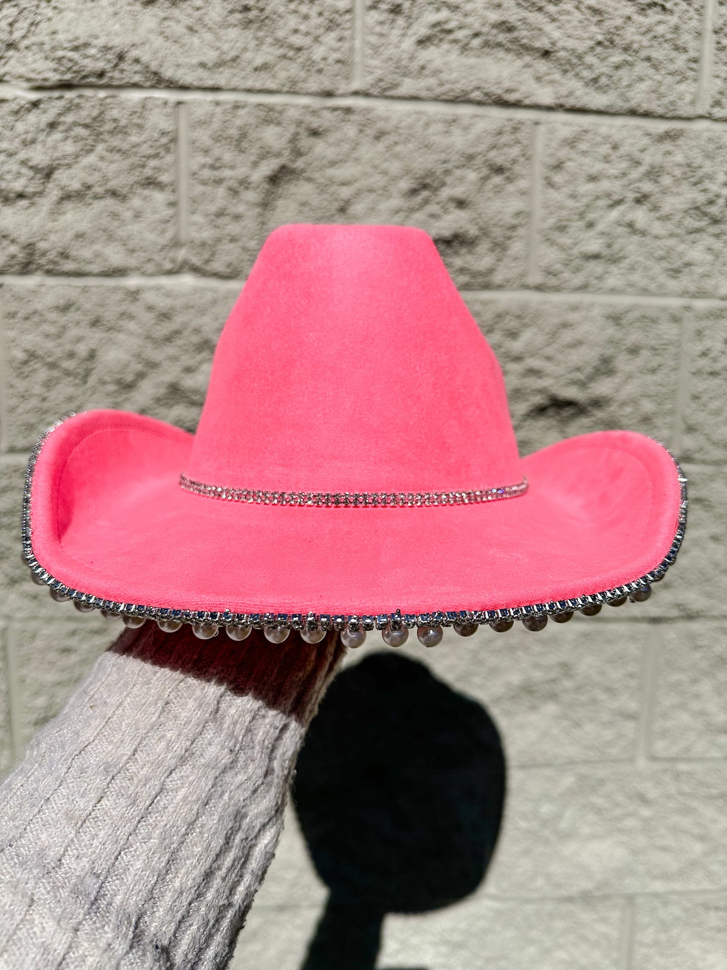 Jessica Rhinestone/Pearl Hat - Coral