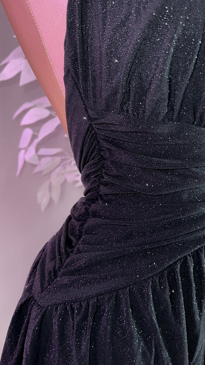 Lia Glitter Romper Dress - Black