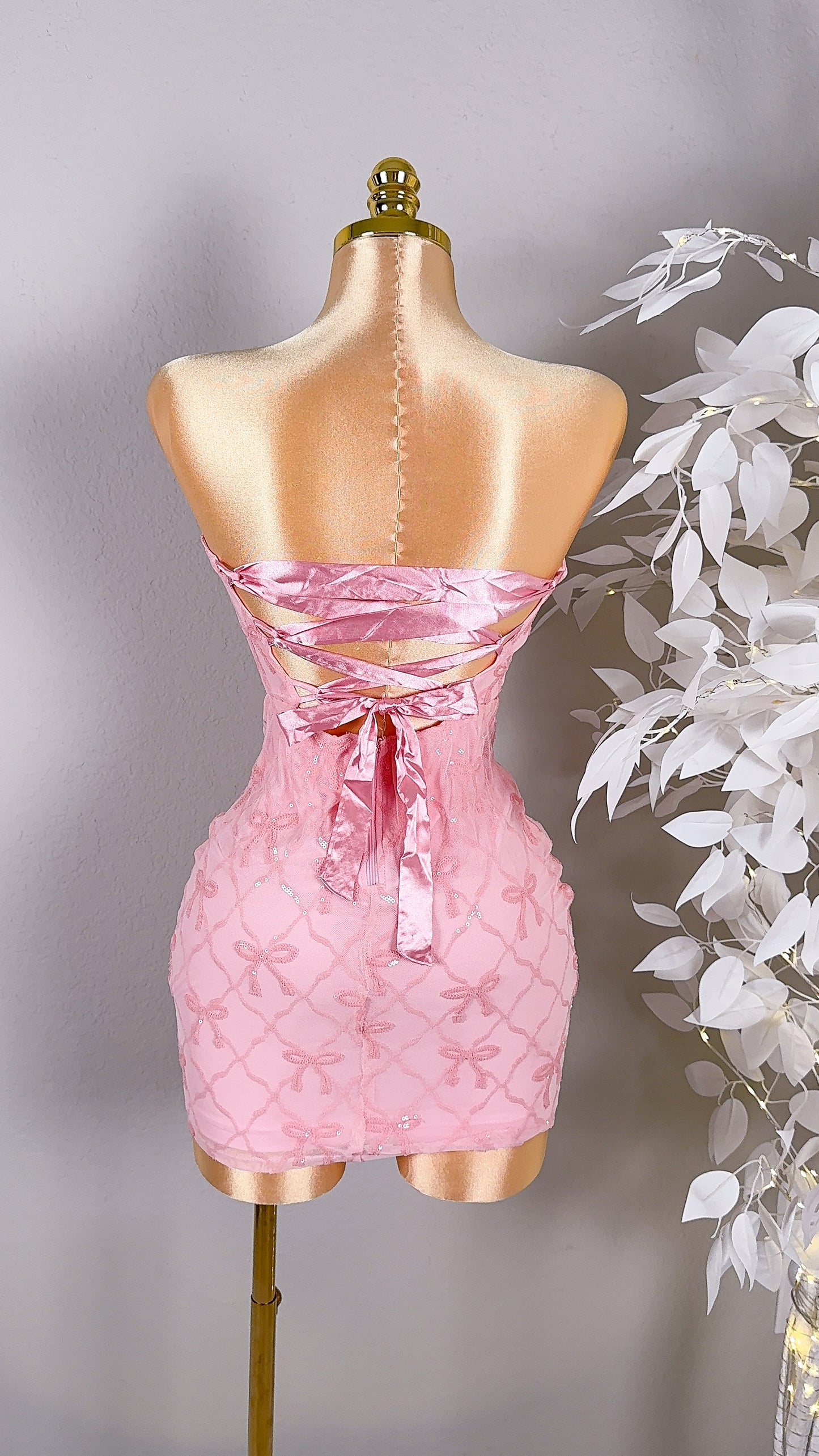 Esme Sequin Coquette Dress - Pink