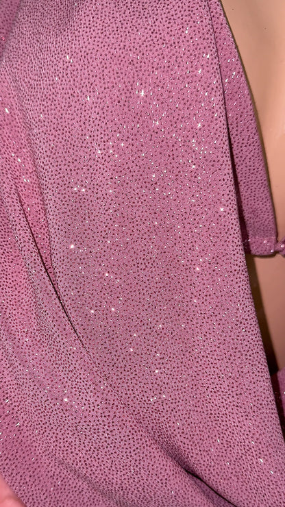 Arianna Glitter Skirt Set - Dusty Pink