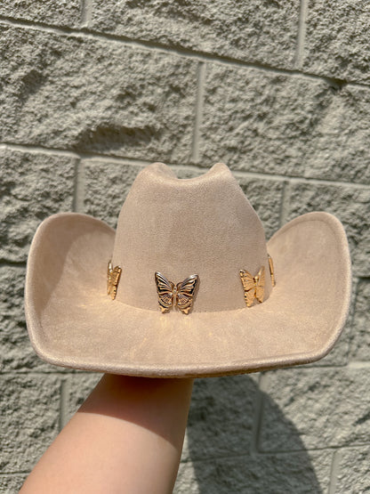 Elena Butterfly Western Hat - Beige