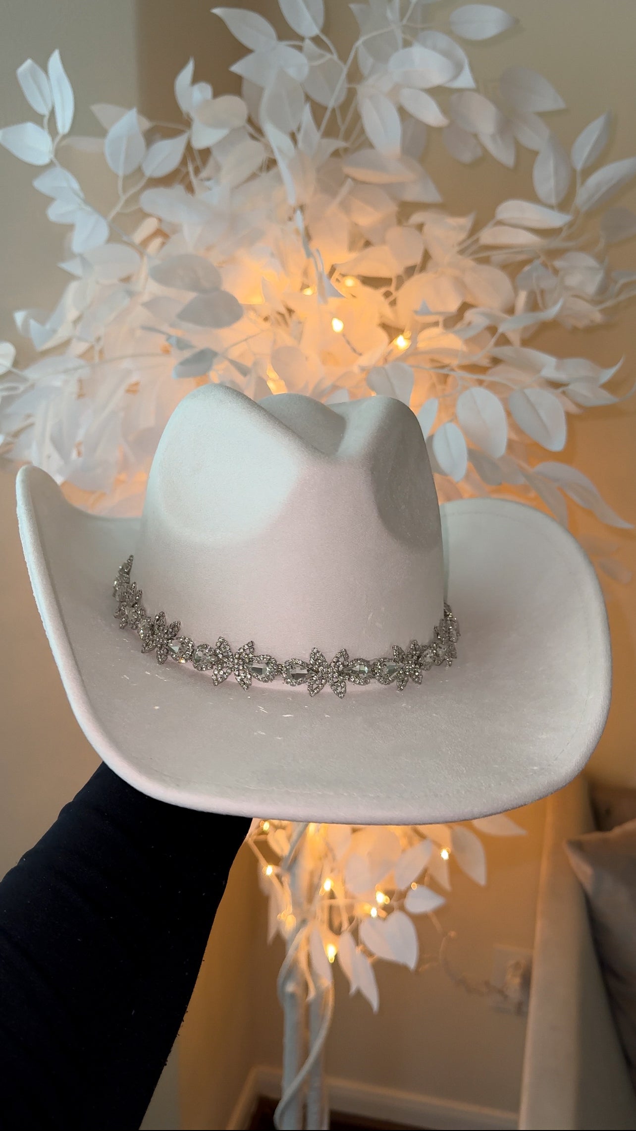 Allison Rhinestone Western Hat - Ivory