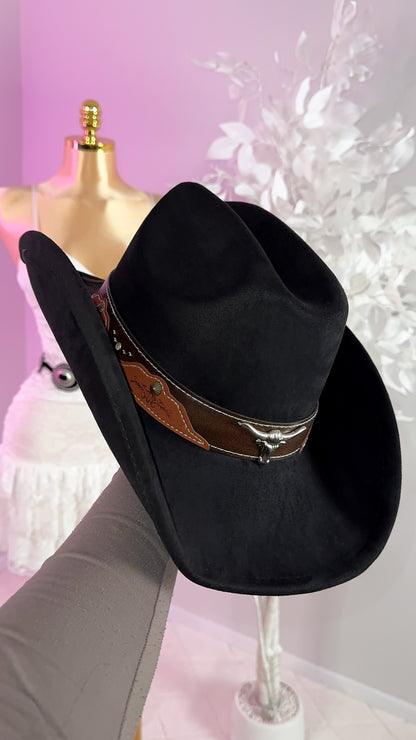 Longhorn Western Hat - Black