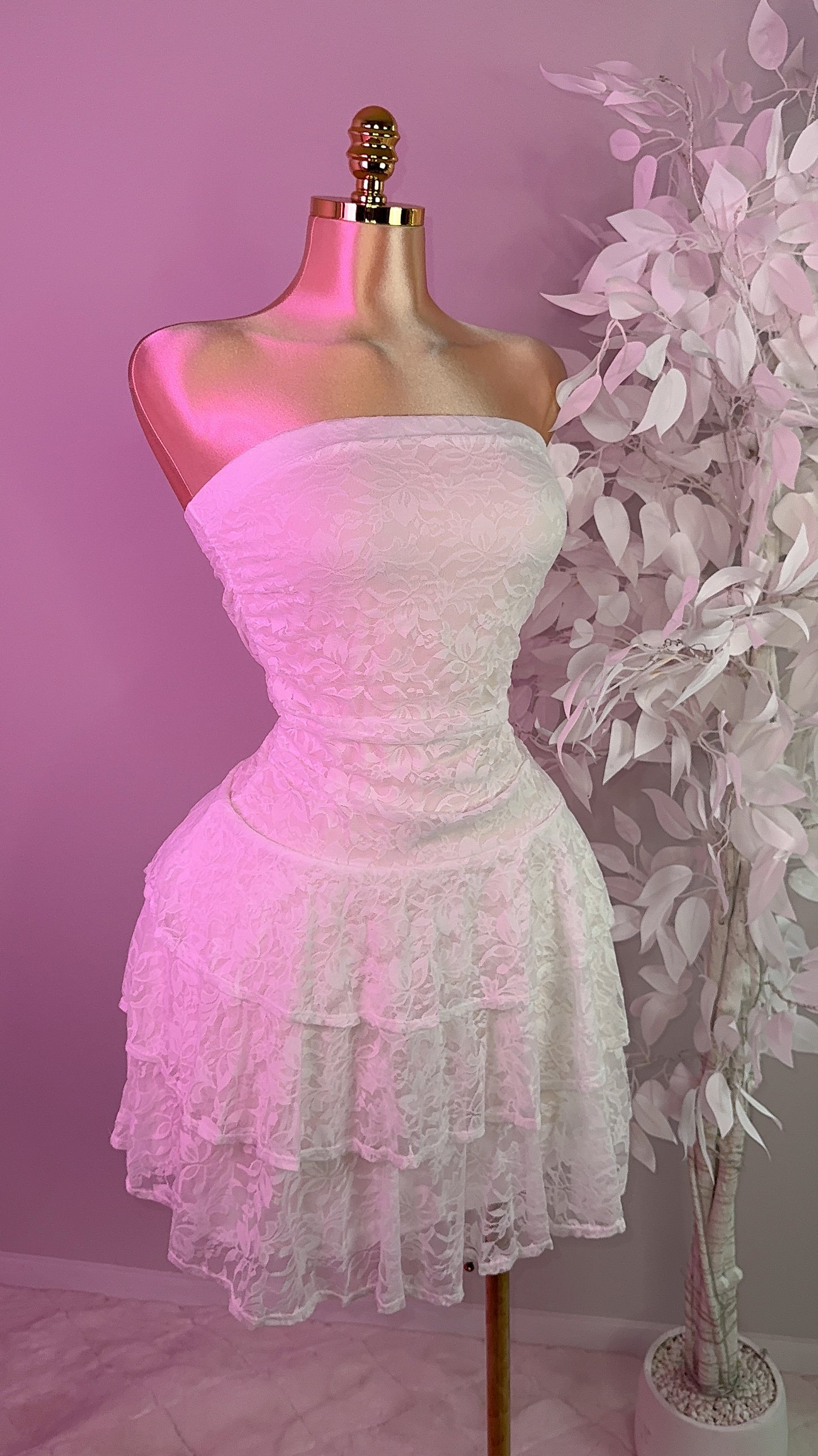 Angelica Lace Dress - White - Plus Size