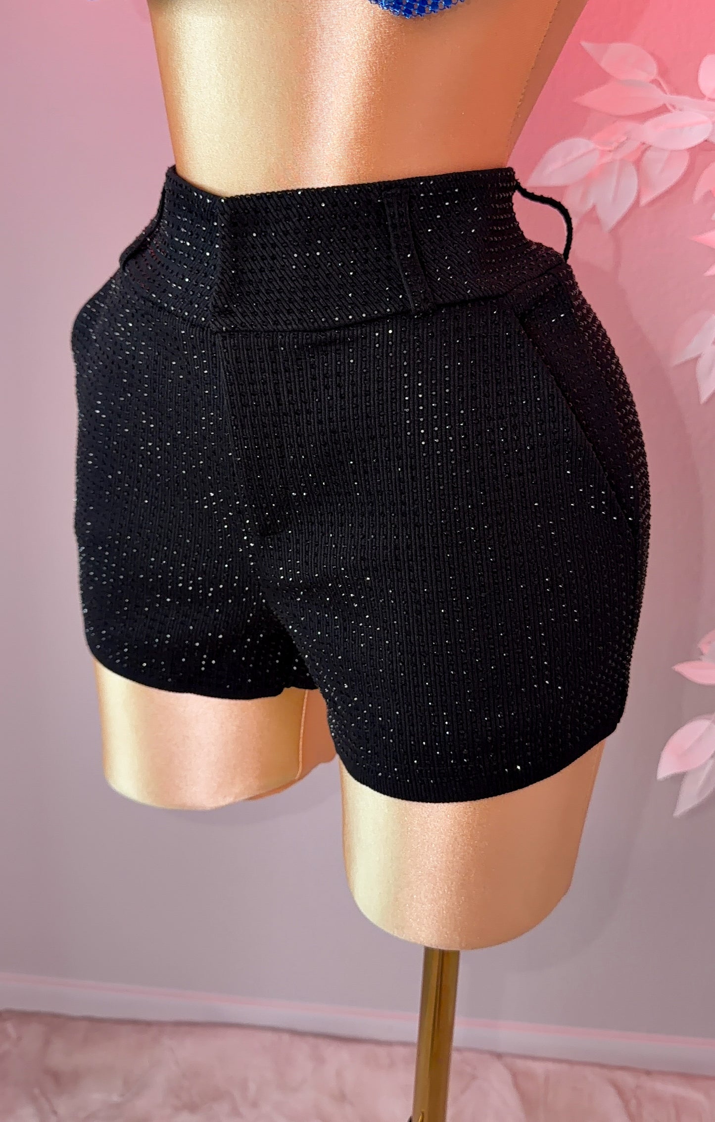 Bichota Rhinestone Shorts - Black