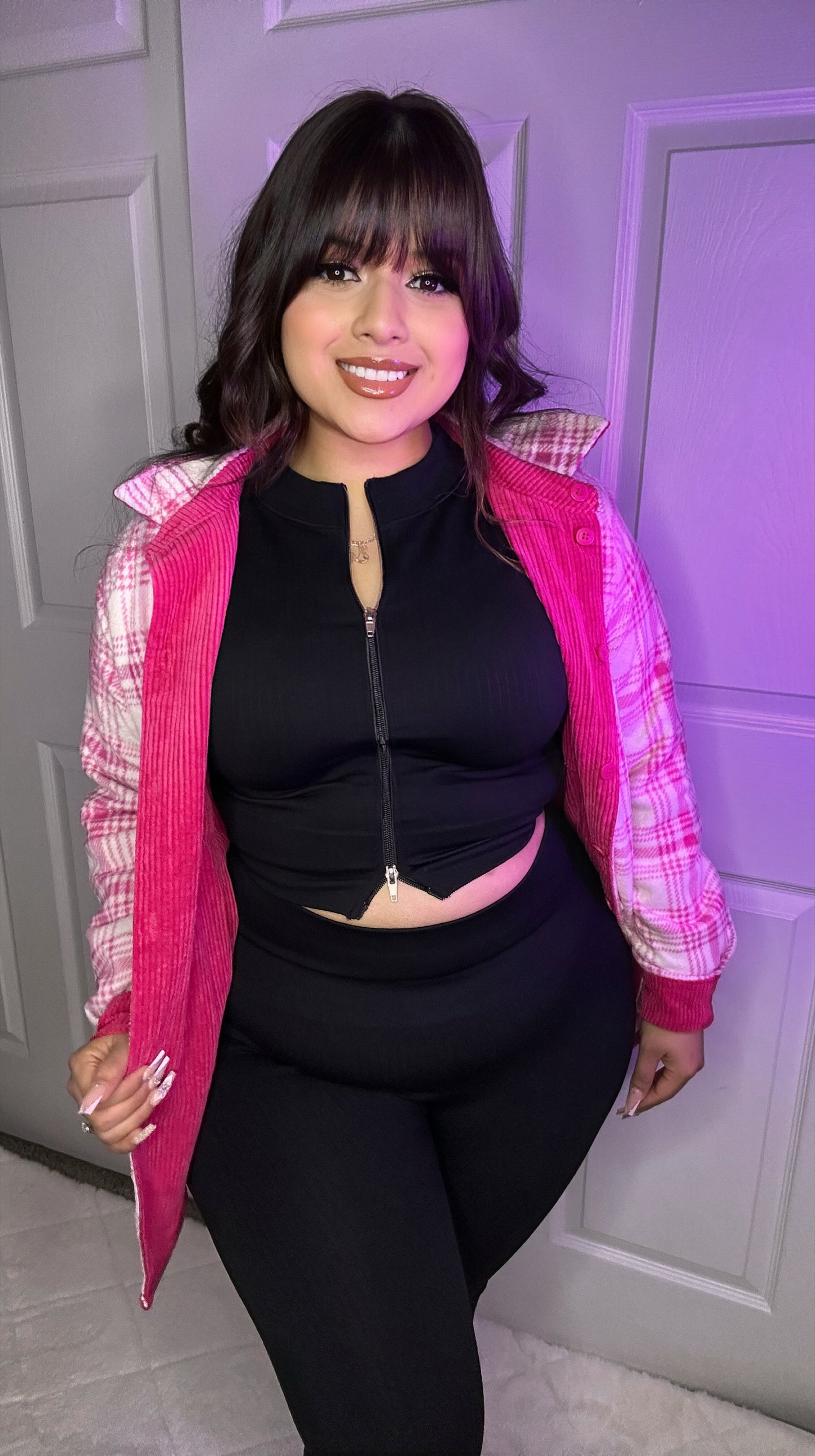 Ayla Corduroy Reversible Shacket - Pink