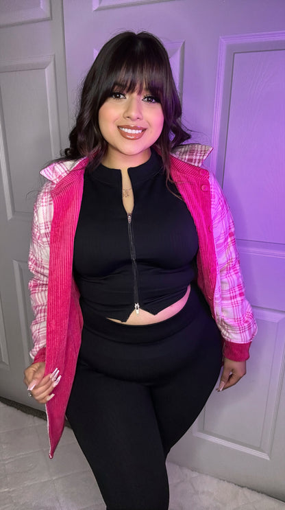 Ayla Corduroy Reversible Shacket - Pink