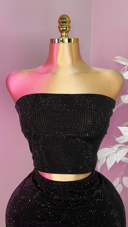 Mireya Rhinestone Tube Top - Black - Plus Size