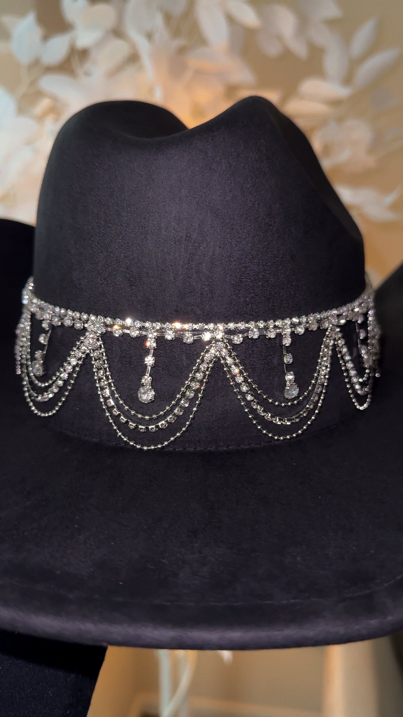 Carrie Rhinestone Western Hat - Black