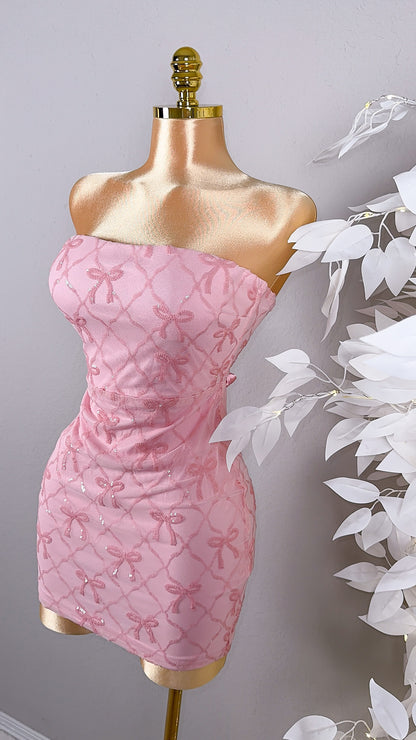 Esme Sequin Coquette Dress - Pink