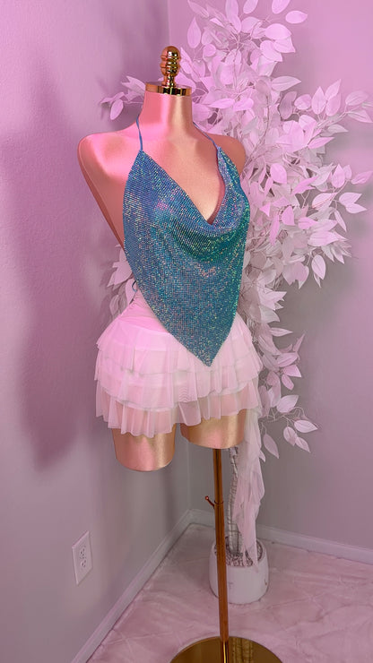Provenza Rhinestone Top - Light Blue