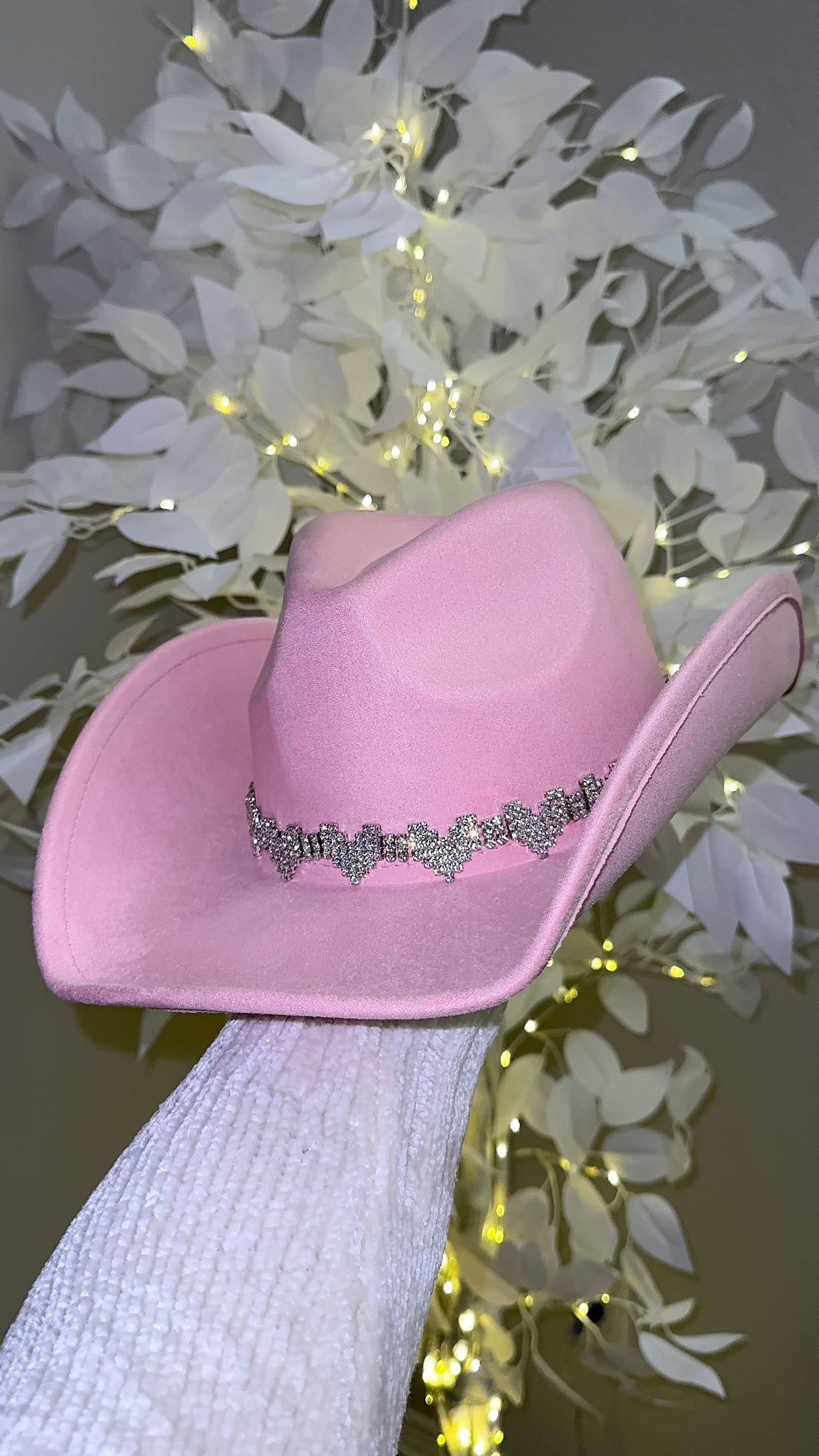 Annalise Rhinestone Heart Western Hat - Pink