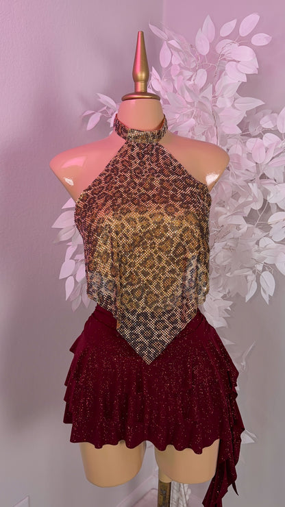 Fantasy Rhinestone Top - Leopard