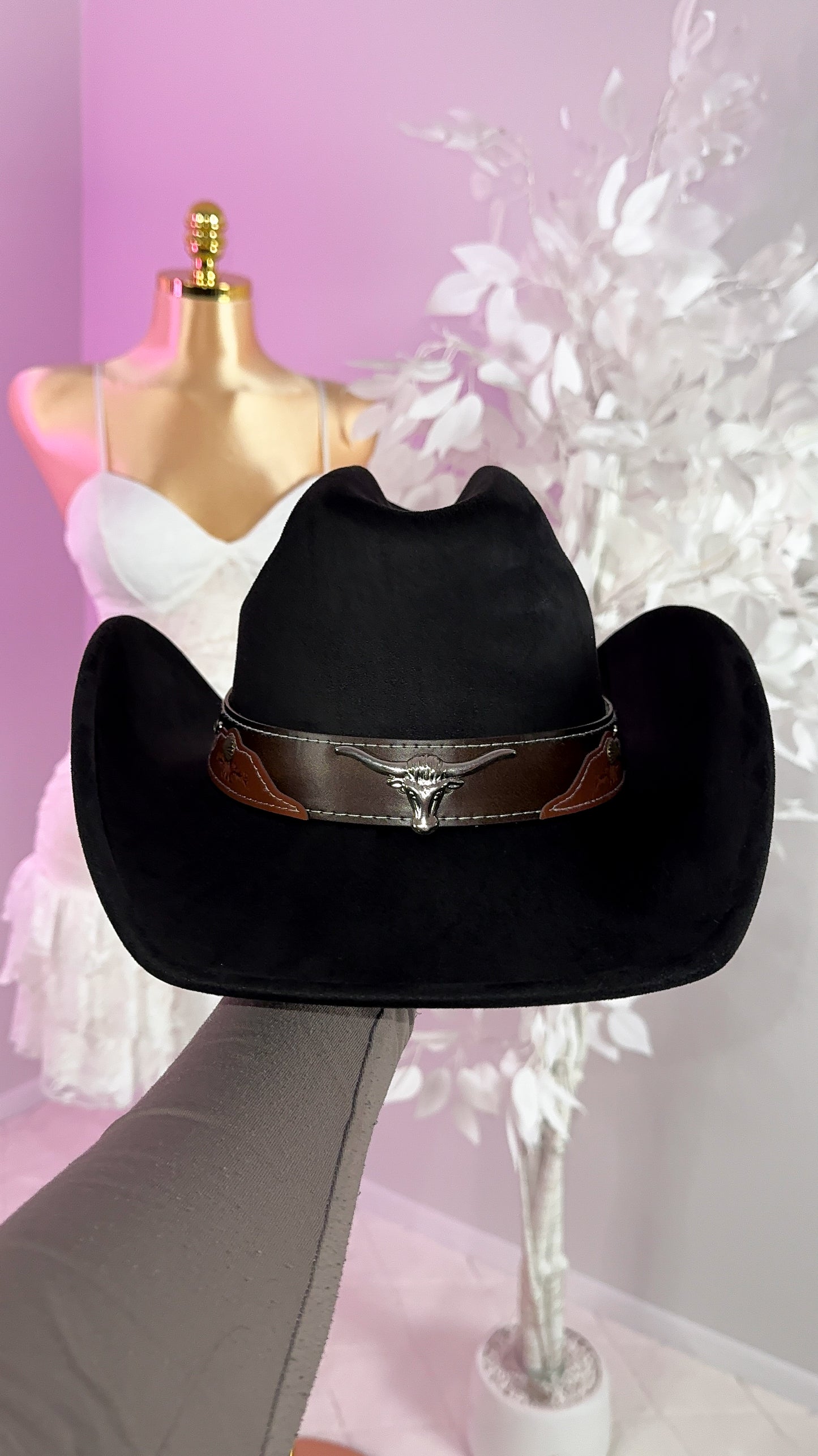 Longhorn Western Hat - Black