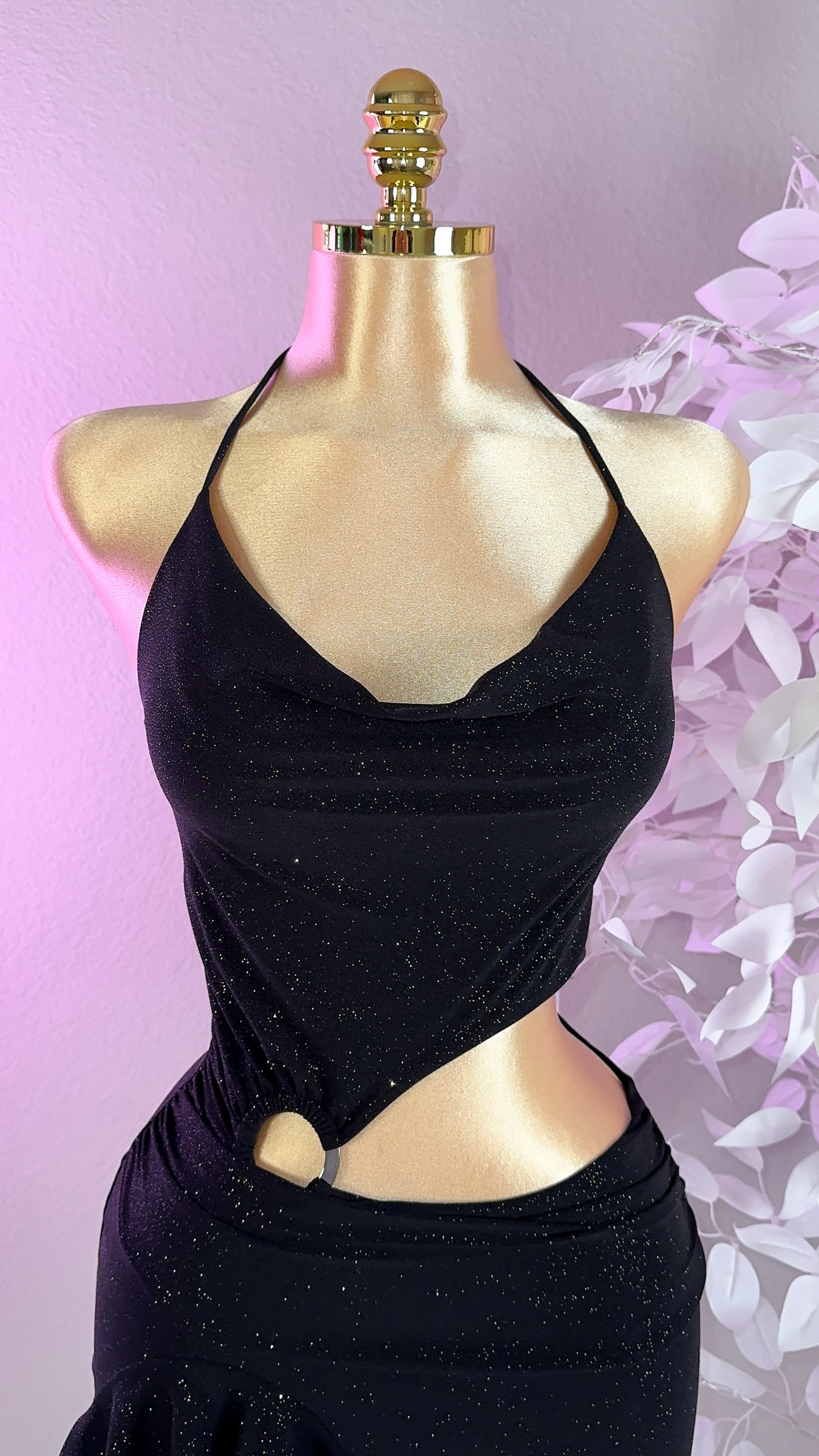 Victoria Glitter Mini Dress - Black