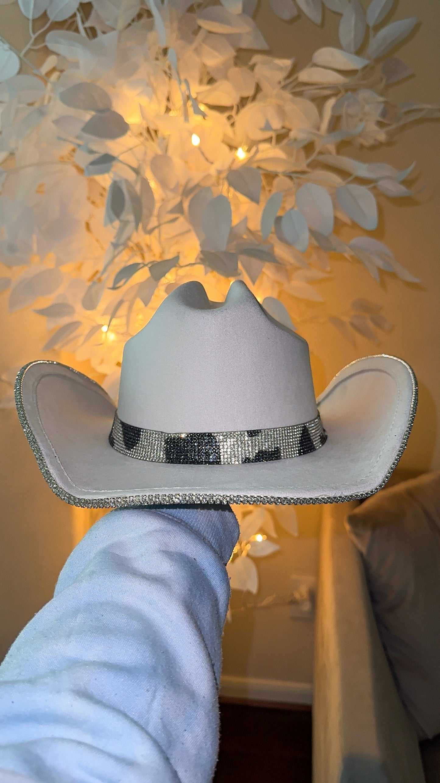 Amy Rhinestone Western Hat - Cow Print