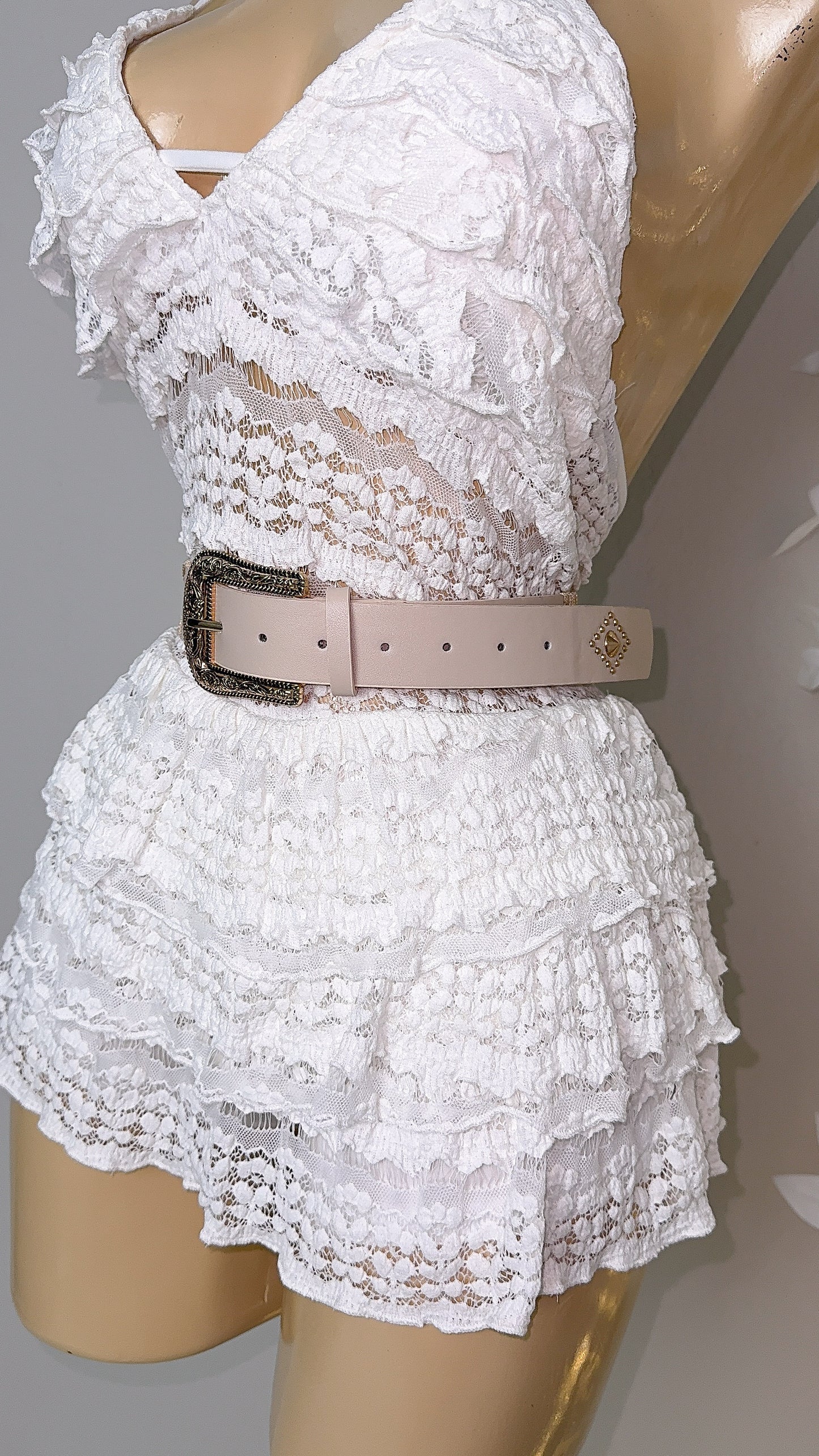 Amy Floral Buckle Belt - Ivory