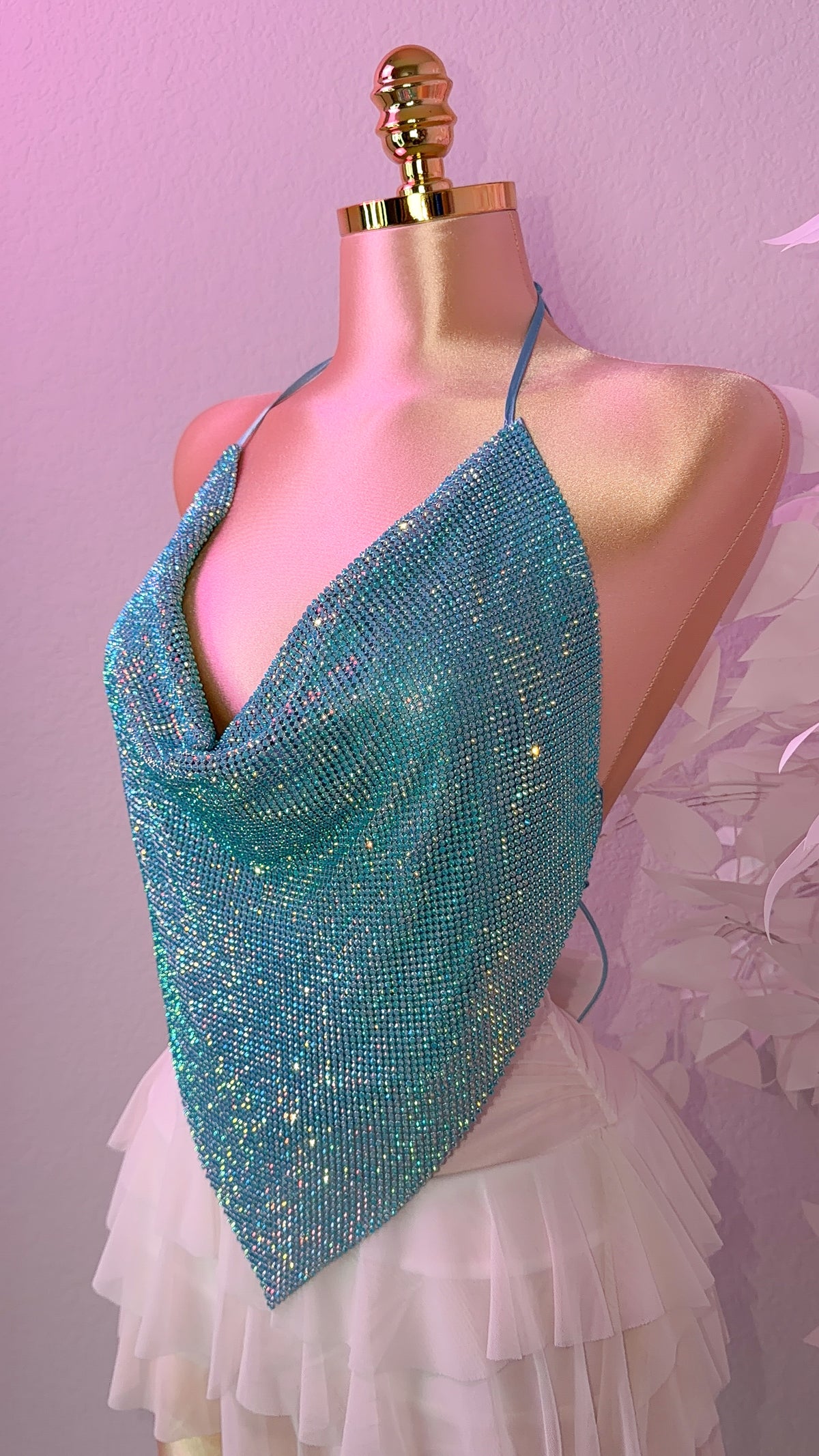 Provenza Rhinestone Top - Light Blue