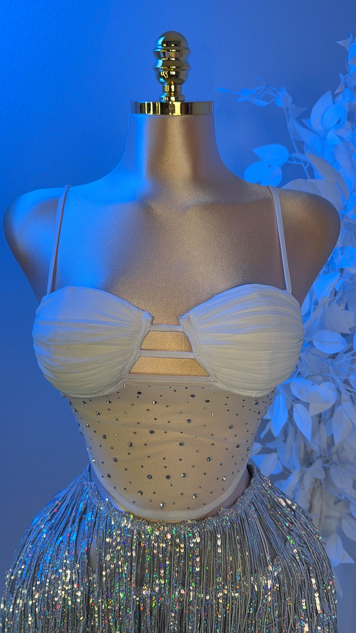 Secreto Rhinestone Top - White